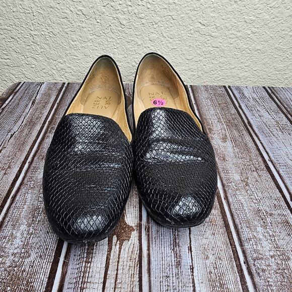 Naturalizer Emiline black suede snake skin print slip on loafers size 6.5 - Picture 4 of 8